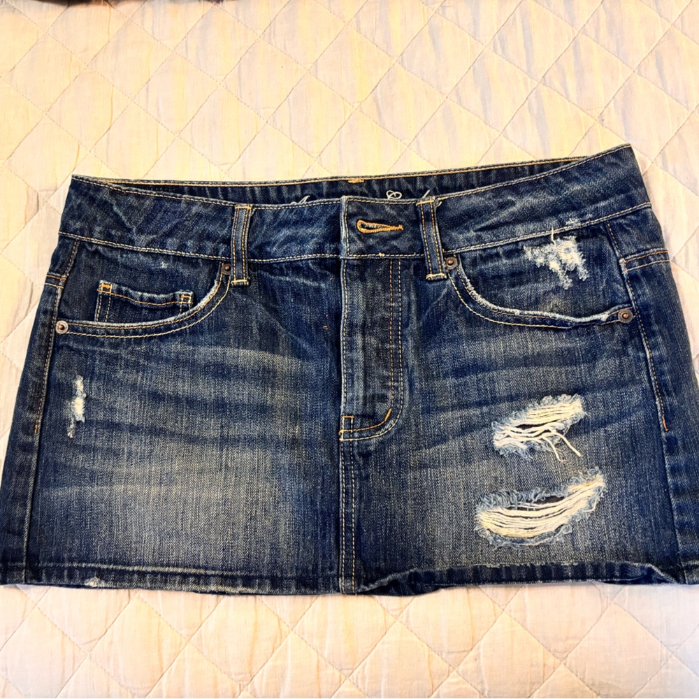 American Eagle Distressed Denim Mini Skirt